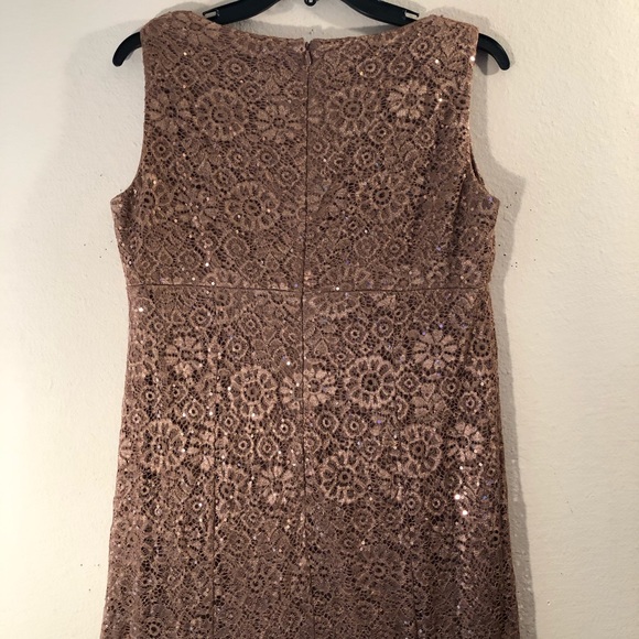 R & M Richards Sequins & Lace Dark Mocha Formal Gown & Jacket - Picture 12 of 16